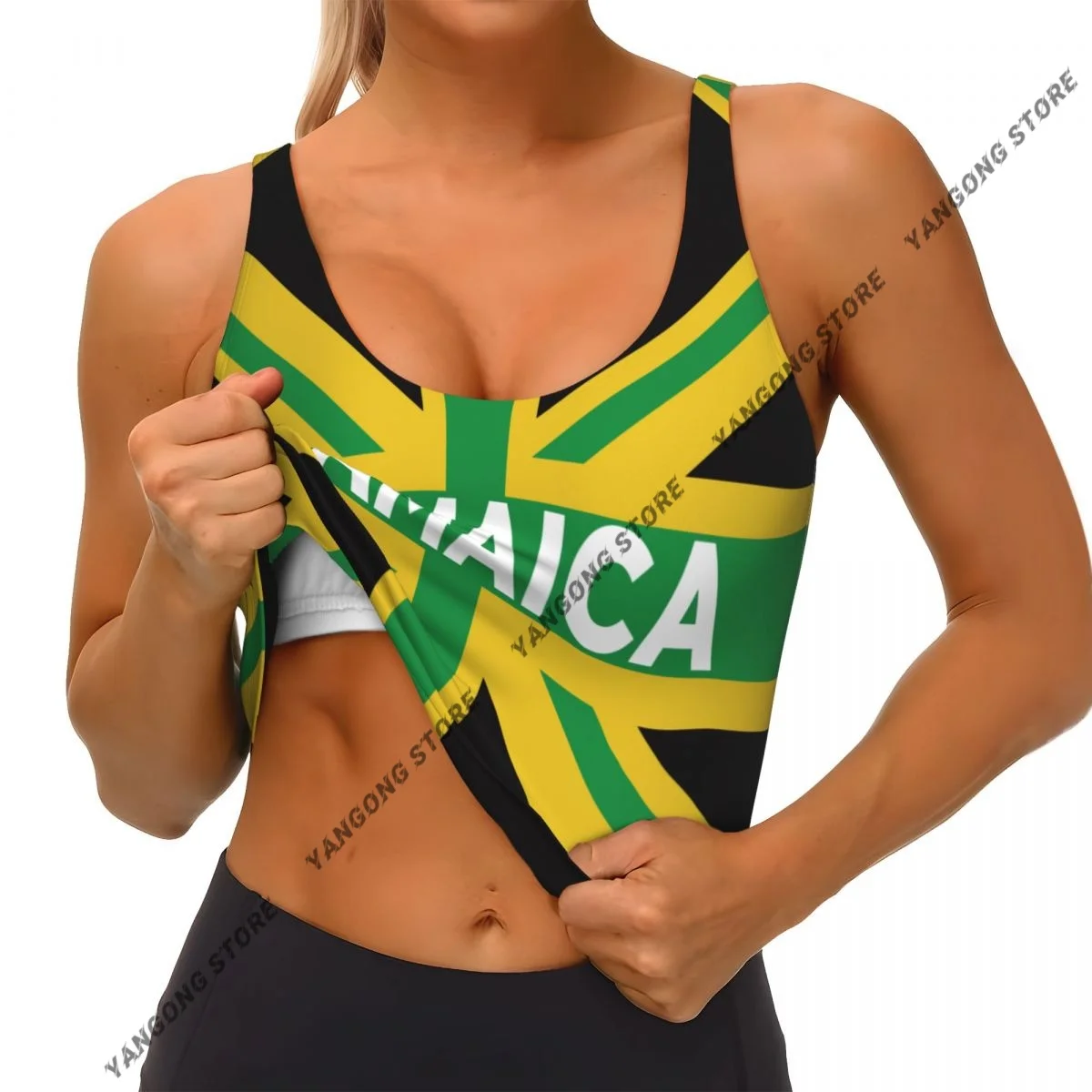 Women Sexy Sports Vest Jamaican Flag Female Streetwear Sport Lingerie Tee Crop Top