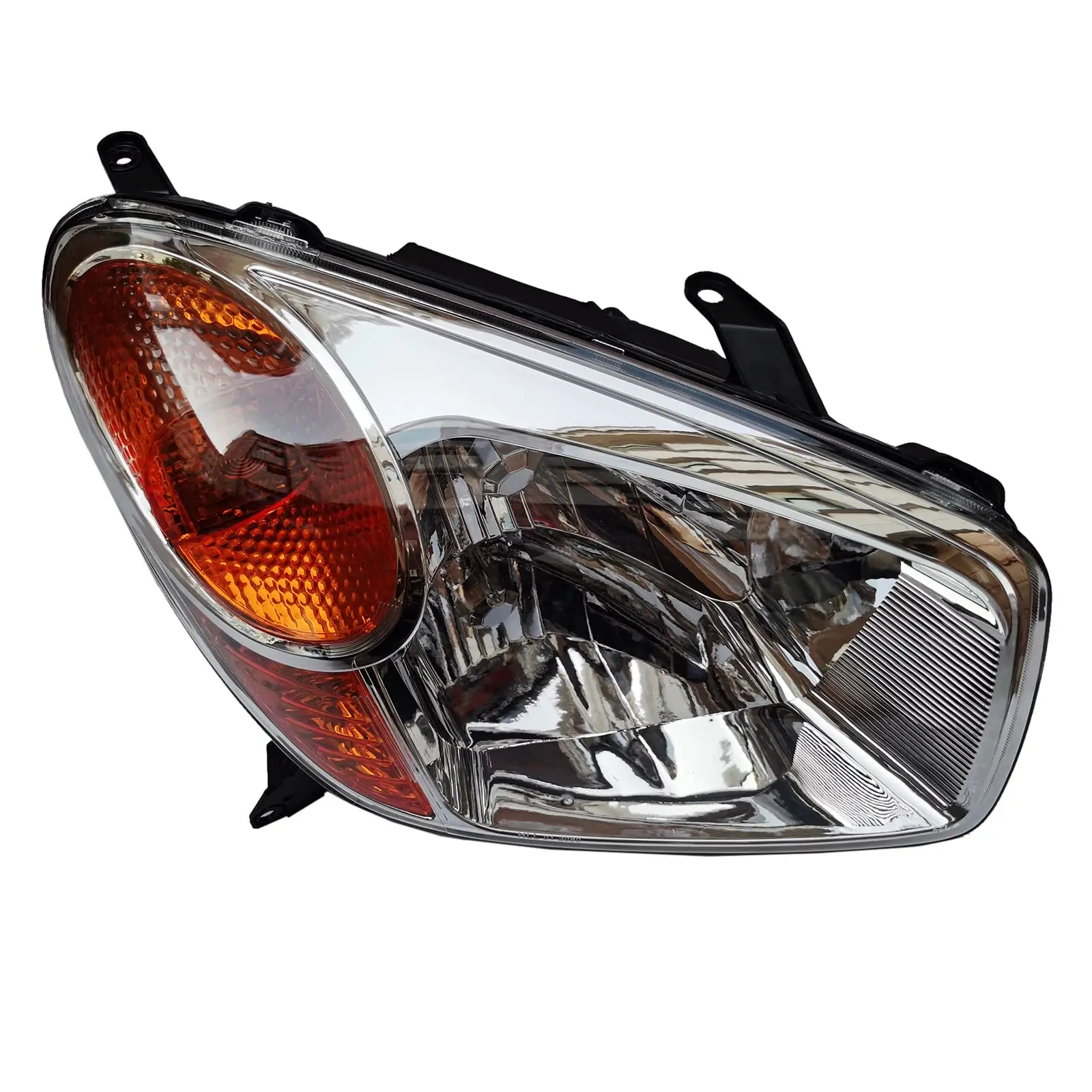 Headlights Pair for 2004-2005 Toyota Rav4 - Front Left Right Clear Orange Lens Black Housing, PP+PC Halogen Direct Installation