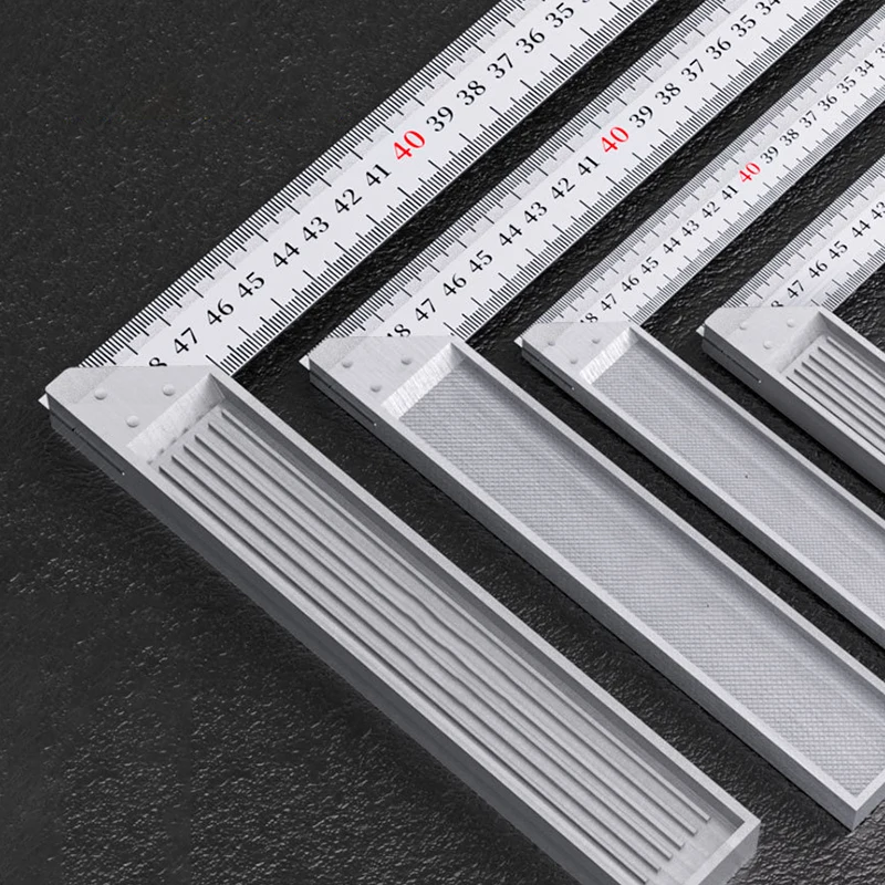 مسطرة زاوية النجارة من الفولاذ المقاوم للصدأ على شكل حرف L مسطرة مسح هندسية مساطر رسم الخرائط مساطر تحديد المواقع متعددة الوظائف #2