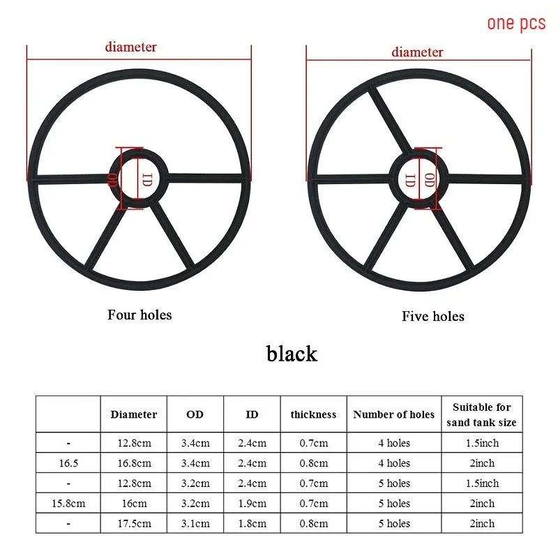 1PCS Spider Gasket OD12.8-17.5mm for Sand Filter Multi Port Valve Pool Spa Spider Gasket Replacement Parts 4/5 Holes Black