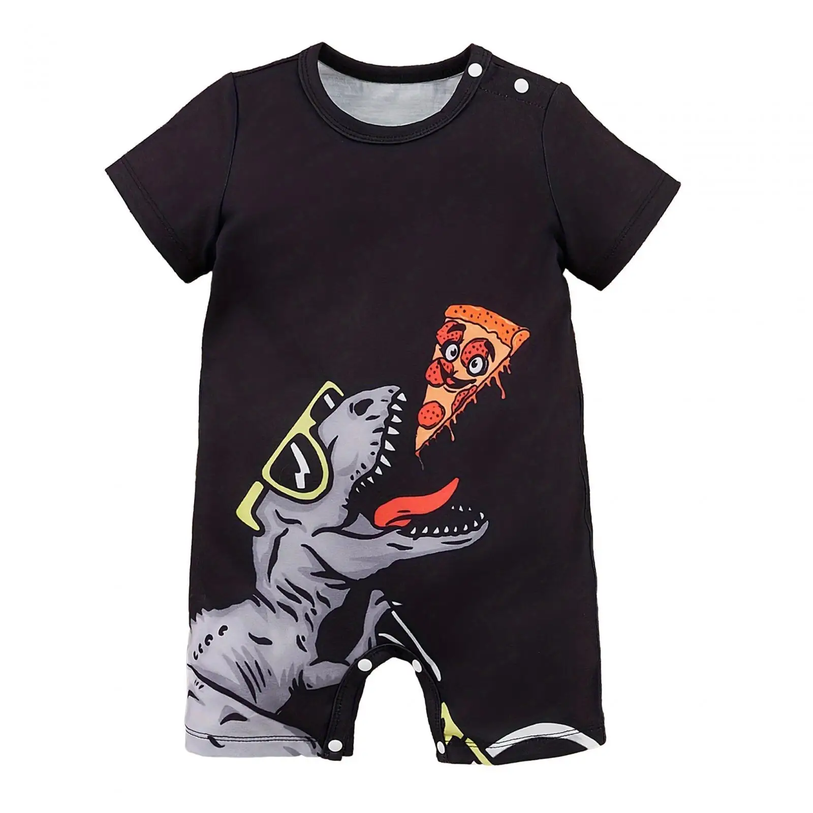 Newborn Infant Baby Summer Short Sleeve Rompers Summer with Dinosaur Print Baby Bodysuit for Party Daily Wear Photography Props