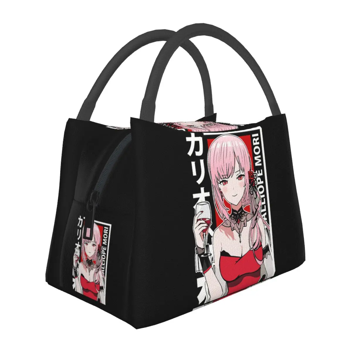 Calliope Mori Red Dress Hololive En Insulated Lunch Bag for Women Bento Storage Food Boxes  Cooler Thermal Lunch Box Tote