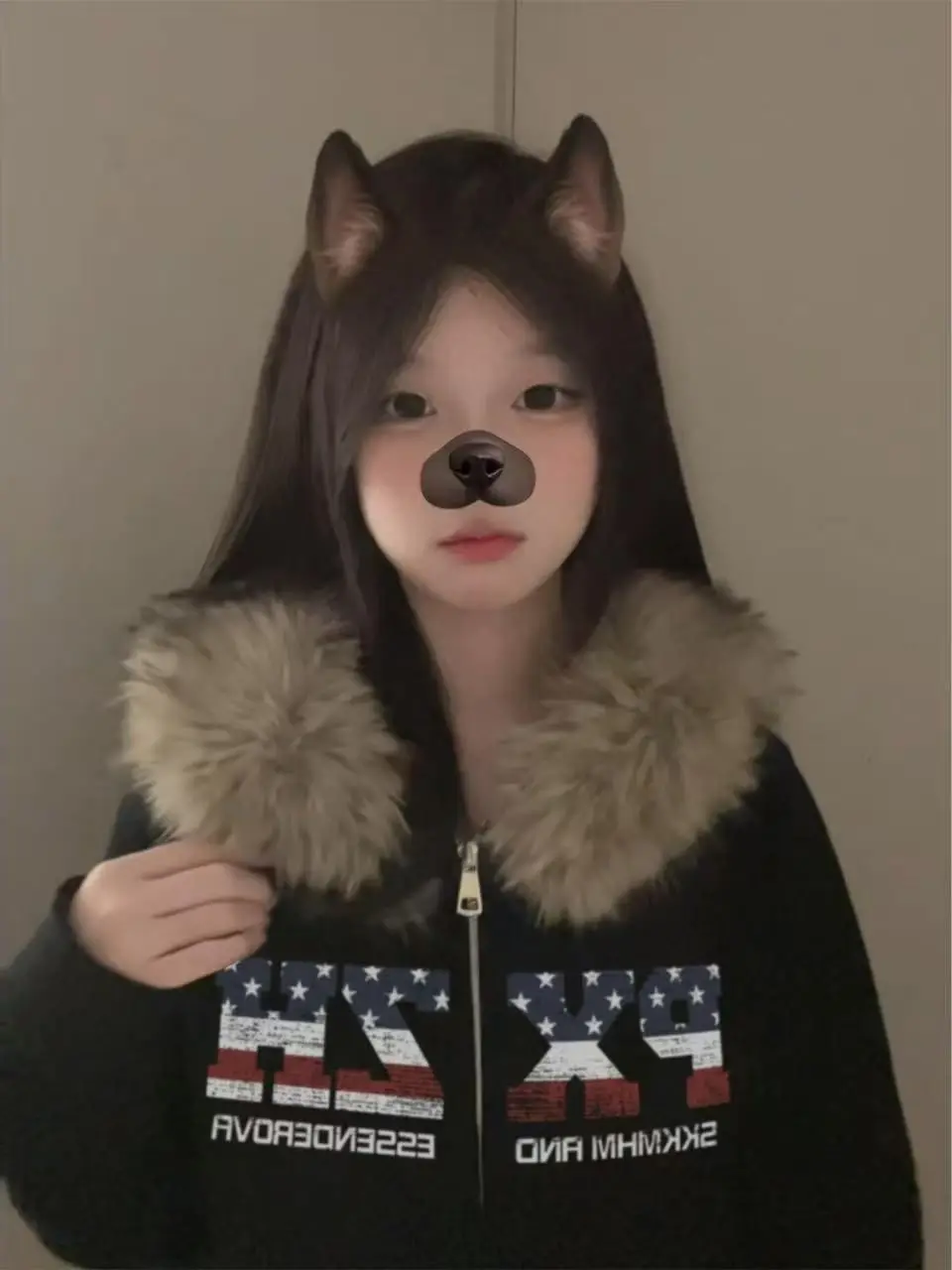 

Женская утепленная толстовка-кардиган в американском стиле с черным меховым воротником, осенне-зимняя, в студенческом стиле, теплая, на молнии