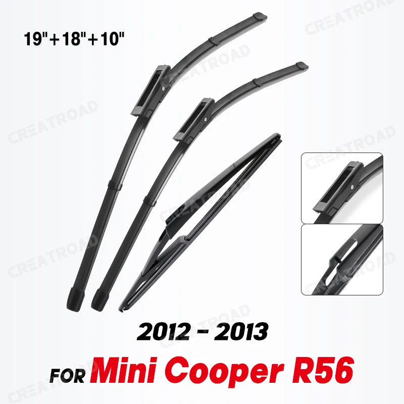 Wiper Front & Rear Wiper Blades Set For Mini Cooper R56 Hatch 2012 - 2013 Windshield Windscreen Window 19\