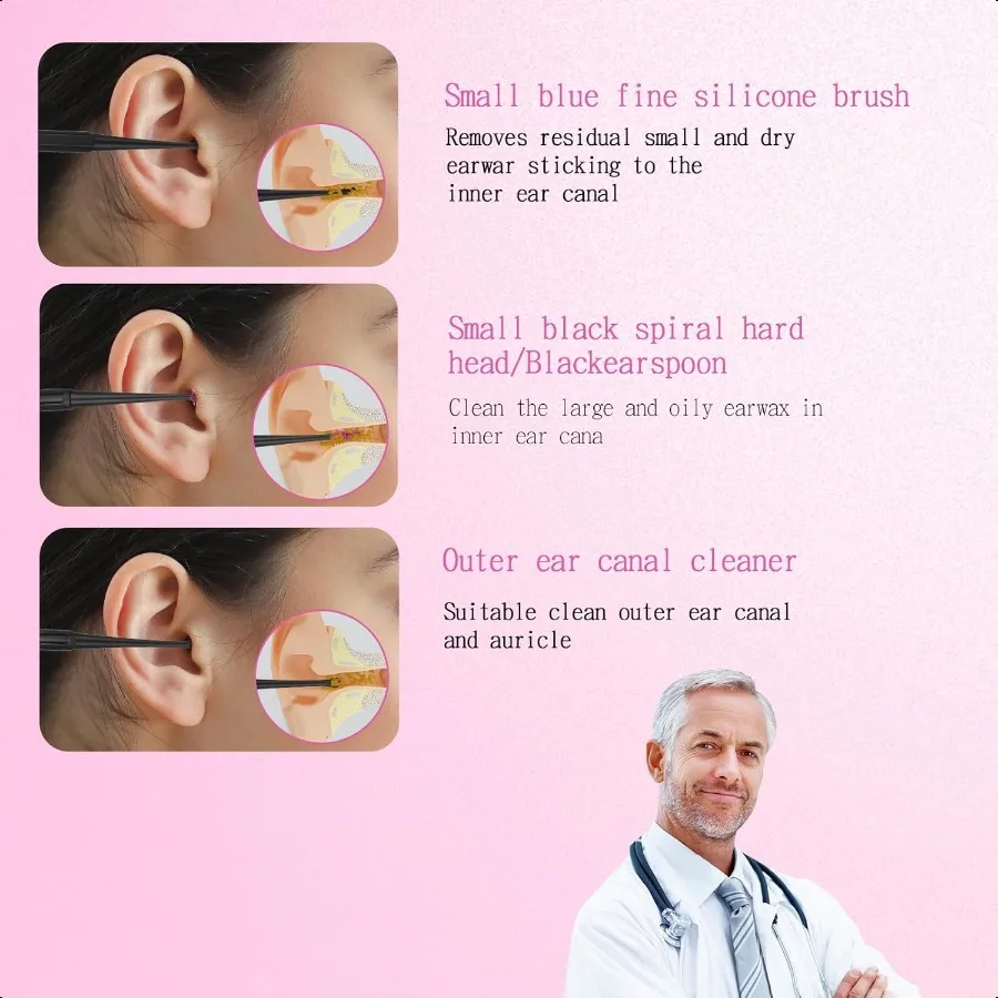 QGrips Ear Wax RemovalSpiral Ear Wax Removal Tool 6PCS Reusable Earwax Removal Kit Safe Ear Cleaner Soft Silicone Double Sided
