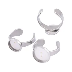 10pcs stainless steel fit 10mm 12mm cabochon ring base settings diy bezel fingerring blanks for jewelry making