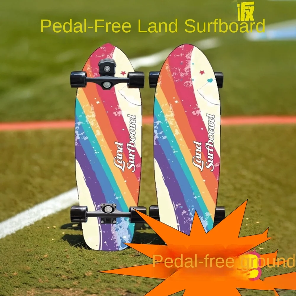 لوح ركوب الأمواج الاحترافي الخالي من الدواسات للمبتدئين والكبار والمراهقين والأطفال، لوح تدريب للشارع بأربع عجلات #5