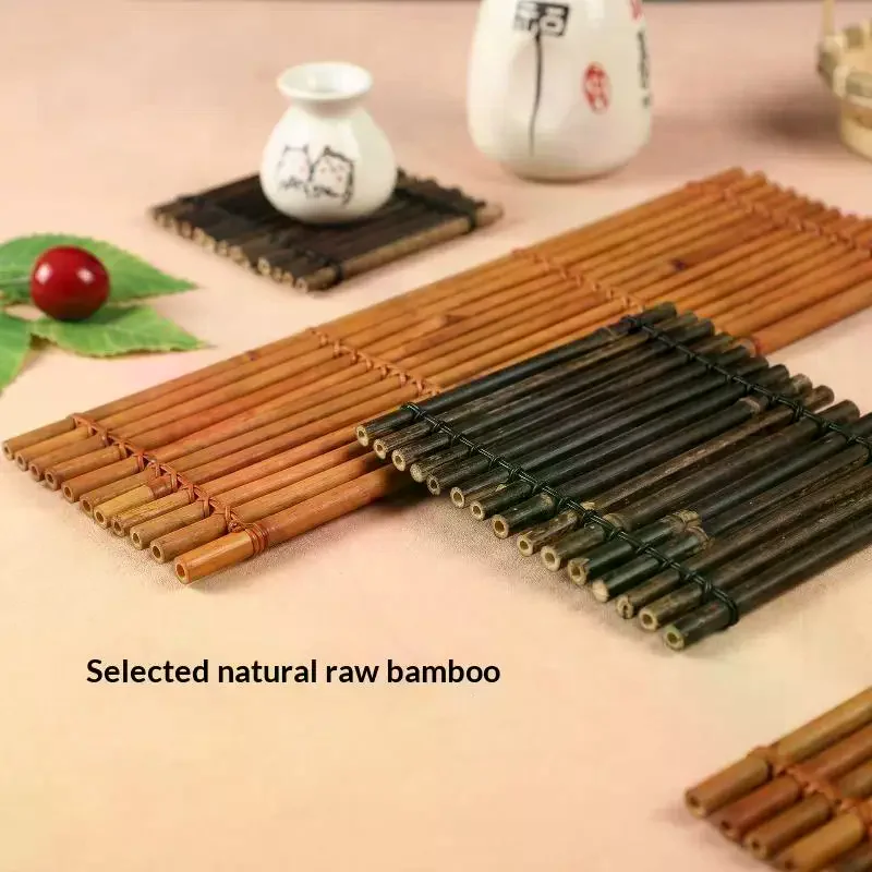 Vintage Bamboo Sushi Dish Seafood Decorative Grass Fence Japanese Korean Plate Cuisine Boats Creative Exquisite Tool