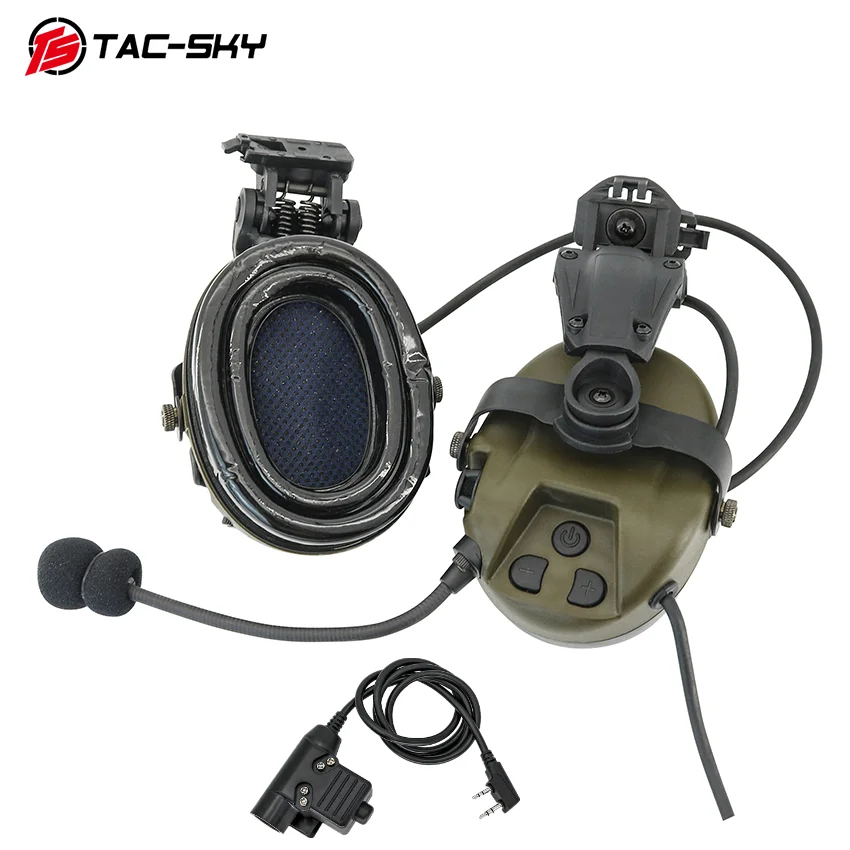 

TS TAC-SKY Airsoft Hunting and Shooting Noise Canceling Tactical Headset, ARC OPS-CORE Rail Mount + 2-PIN KENWOOD Plug U94 PTT