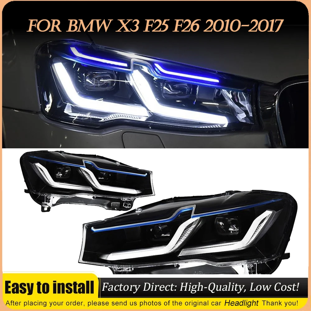 

Автомобильный фонарь для BMW X3 F25 светодиодные фары 2010-2017 фары X4 F26 DRL указатель поворота передний фонарь в сборе модифицированный аксессуар