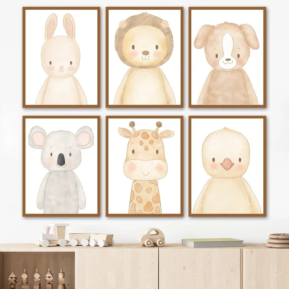 

Kawaii Giraffe Duck Rabbit Bear Nursery Wall Art Canvas Painting Nordic Posters And Prints Wall Pictures Baby Kids Room Decor