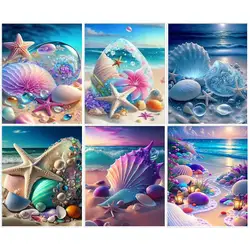 GATYZTORY 5D Diamond Painting Fantasy Shell Seaside Scenery Full Diamond Embroidery Mosaic Cross Stitch Kits Bedroom Home Decor