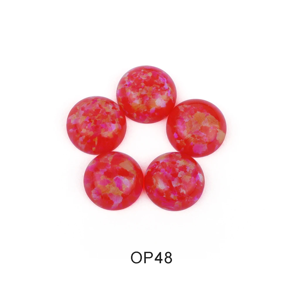 20/50 Pieces Red Fire Opal Beads for Crafting Round Red Flat Back Beads for Jewelry Making