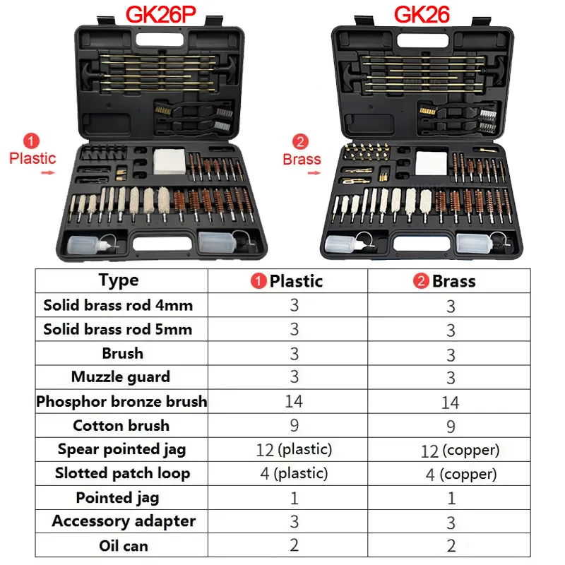 도구 상자로 사냥 범용 총 청소 전문 소총 클리너 브러시 지지대, 모든 구경 최고의 총 청소 키트