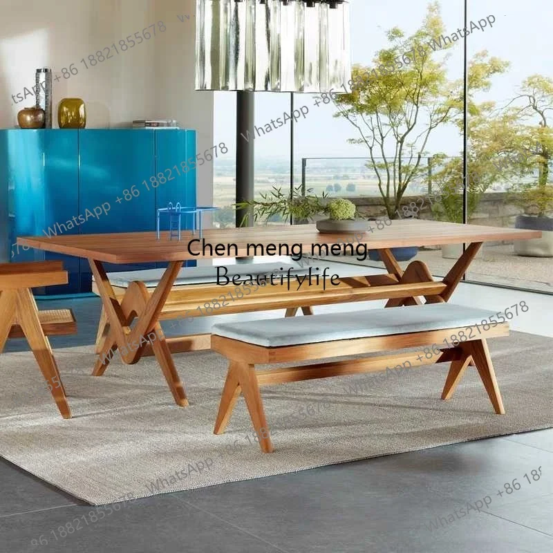 

Italian meeting desk large flat glass rectangular solid wood dining table