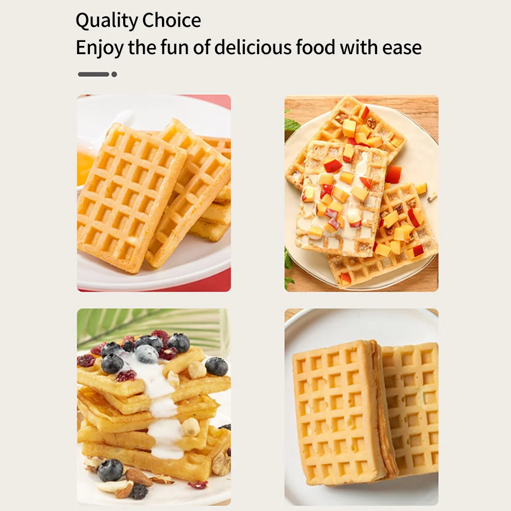 XEOLEO Commercial Waffle Maker 4PCS Square Shape Waffle Machine 1600W Waffle Iron Baker Non-Stick Coating Egg Bread Machine