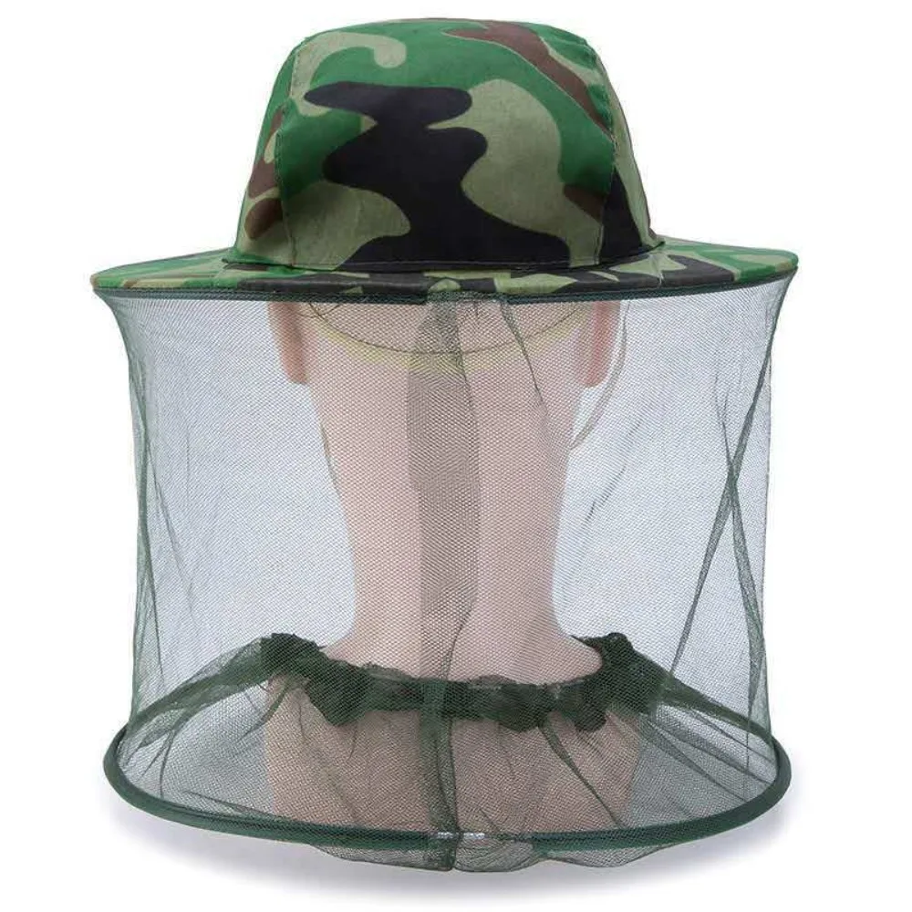 Mosquito Prevention Gauze Hat Camouflage Camo Yellow Face Protection Cap Camo Green 58cm Head Circumference Beekeeping Hat