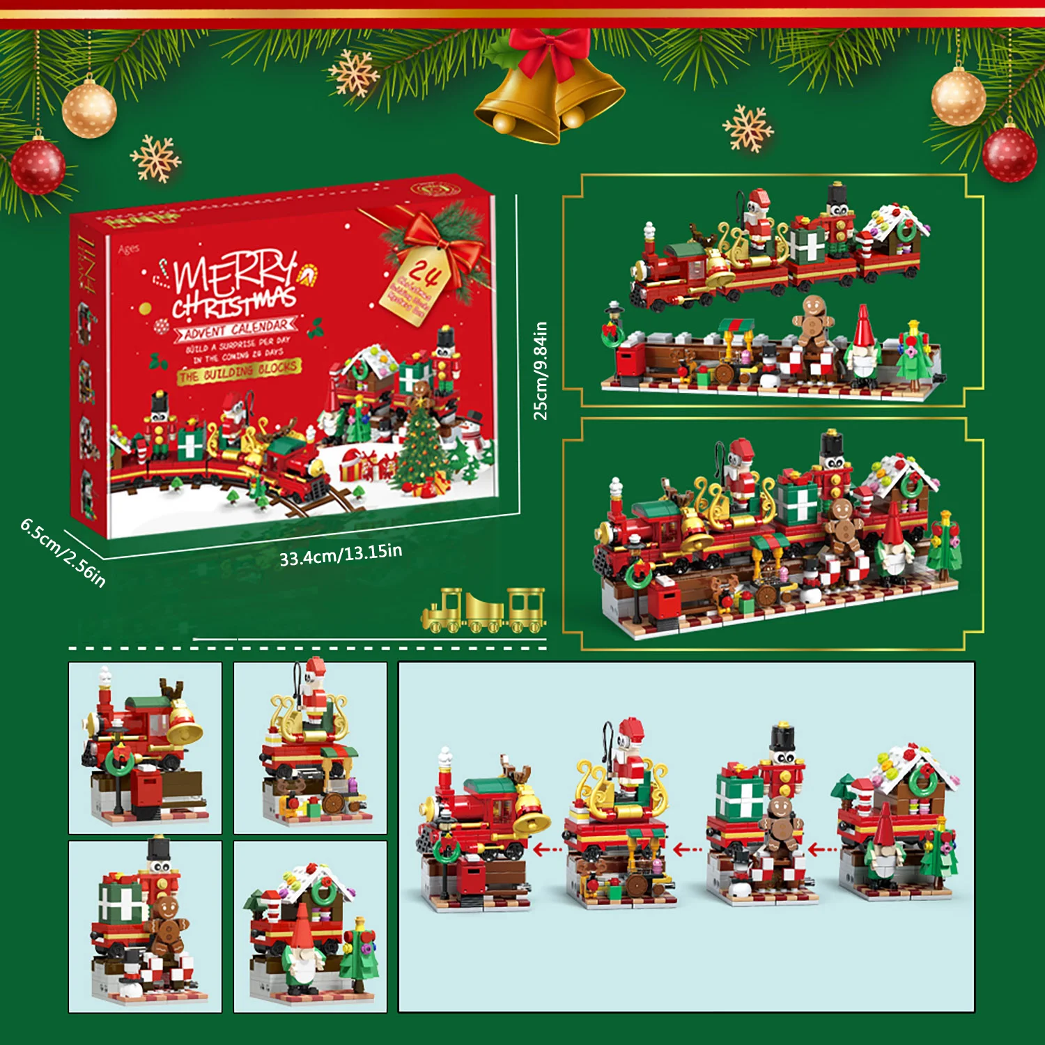 800+pcs Merry Christmas Board Game, 24 Days Countdown Advent Calendar for Adults Home Decor Family Fun Educational Toys for Kids