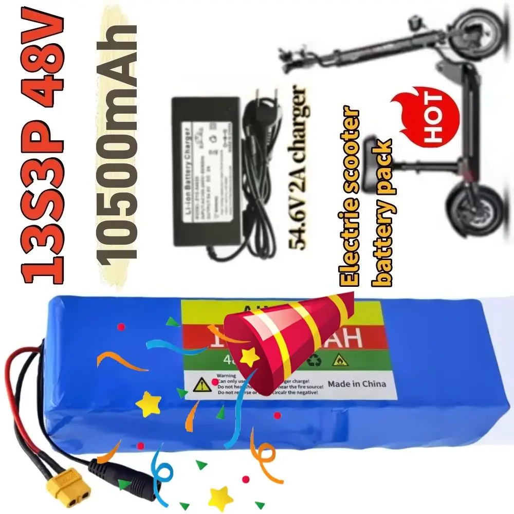 

Литий-ионный аккумулятор 13S3P 48В 10.5Ач высокой мощности для электровелосипедов и самокатов с BMS 1000Вт
