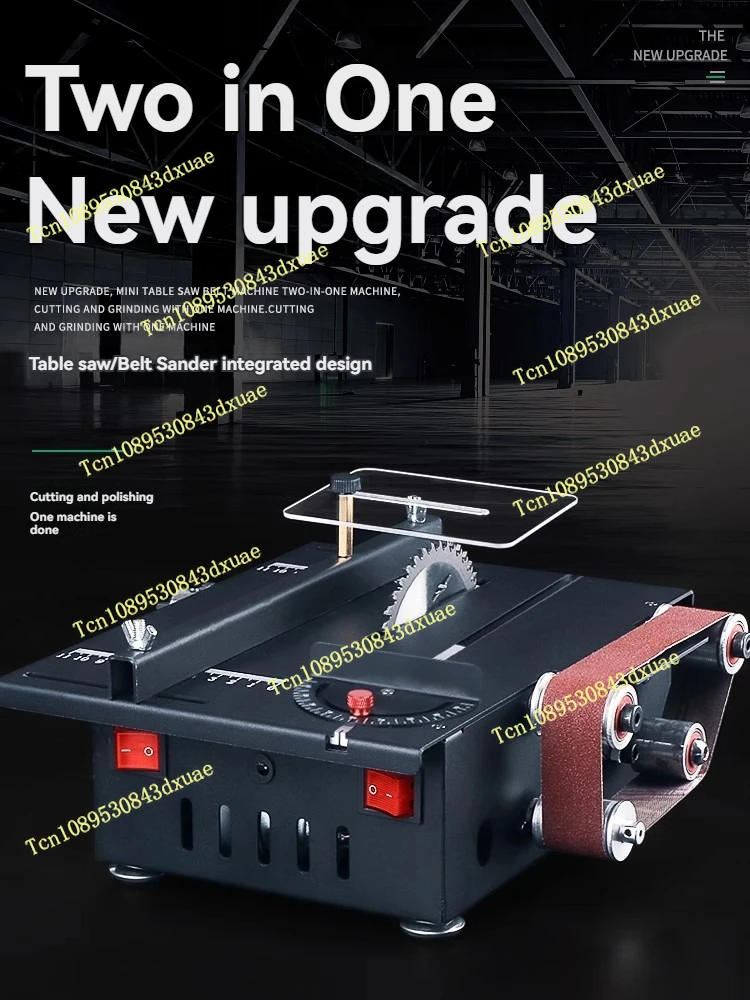 Table Mini Bench Saw and Belt Sander Variable Speed Circular TableSaw Sanding Machine for Wood