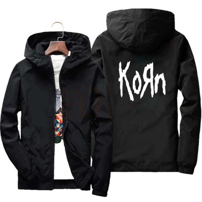 2024 Men\'s Korn rock band jacket metal music fashion outdoor clothes funny windproof hoodie plus size S-7XL