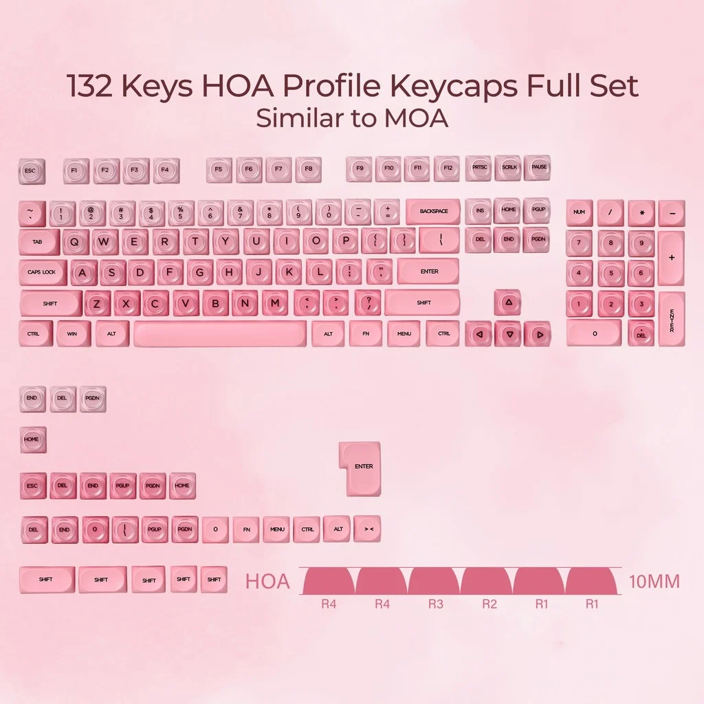 (Keycap Only) Jelly Keycap Pink PBT+PC Material Keycap for Mechanical Keyboard Custom KeyCaps 61/63/64/68/84/87/96/98/104/108 view 5