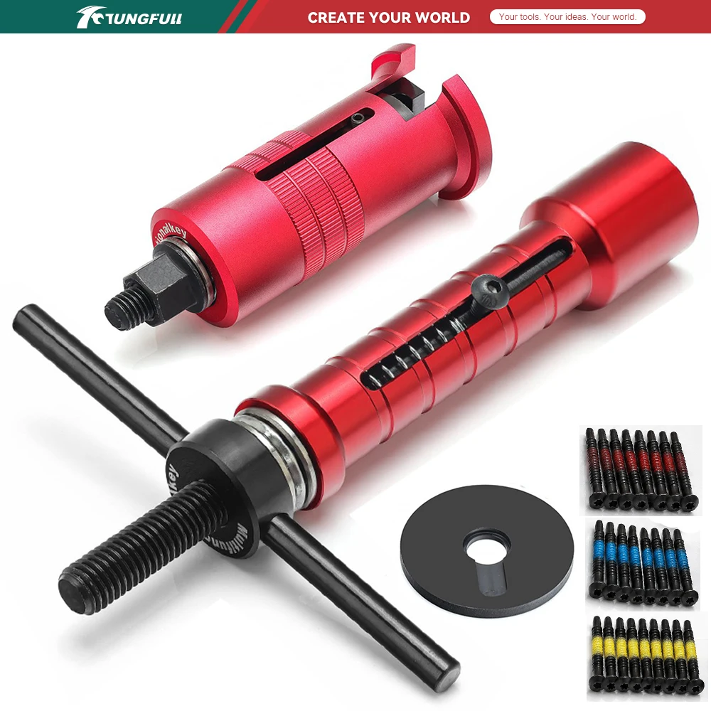 Locksmith Tool Key Cylinder Lock Puller Set with 4.2/4.8/5.5mm Screws Lock Claw Puller Group Crank for Disassembly And Repair