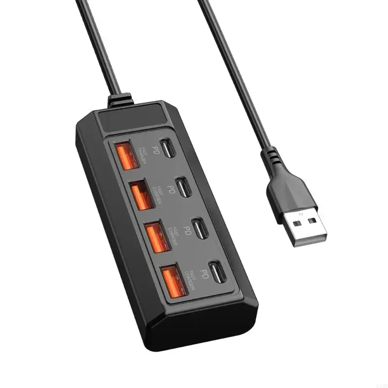 8 in 1 USB Electrical Socket 25W Fast Charging Power Outlet Adapter Docking Stations USB Splitter Converter USB Extension Socket