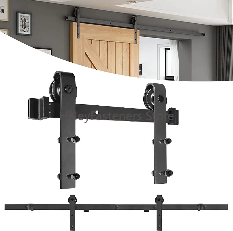 1 Set Barn Door Rail Warehouse Stay Roller Sliding Guide Scroll Wheel Home Floor Hanger Accessory See Kit