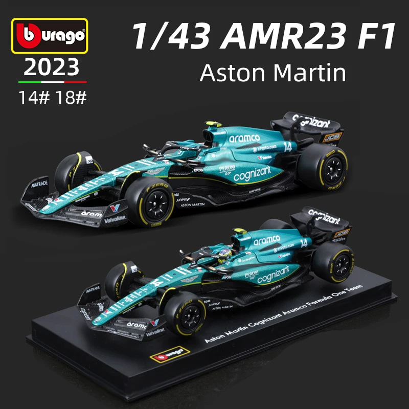 Bburago 1:43 Aston Martin AMR23 F1 Alloy Car Model Formula Racing Diecast Toy 14# Fernando Alonso 2023