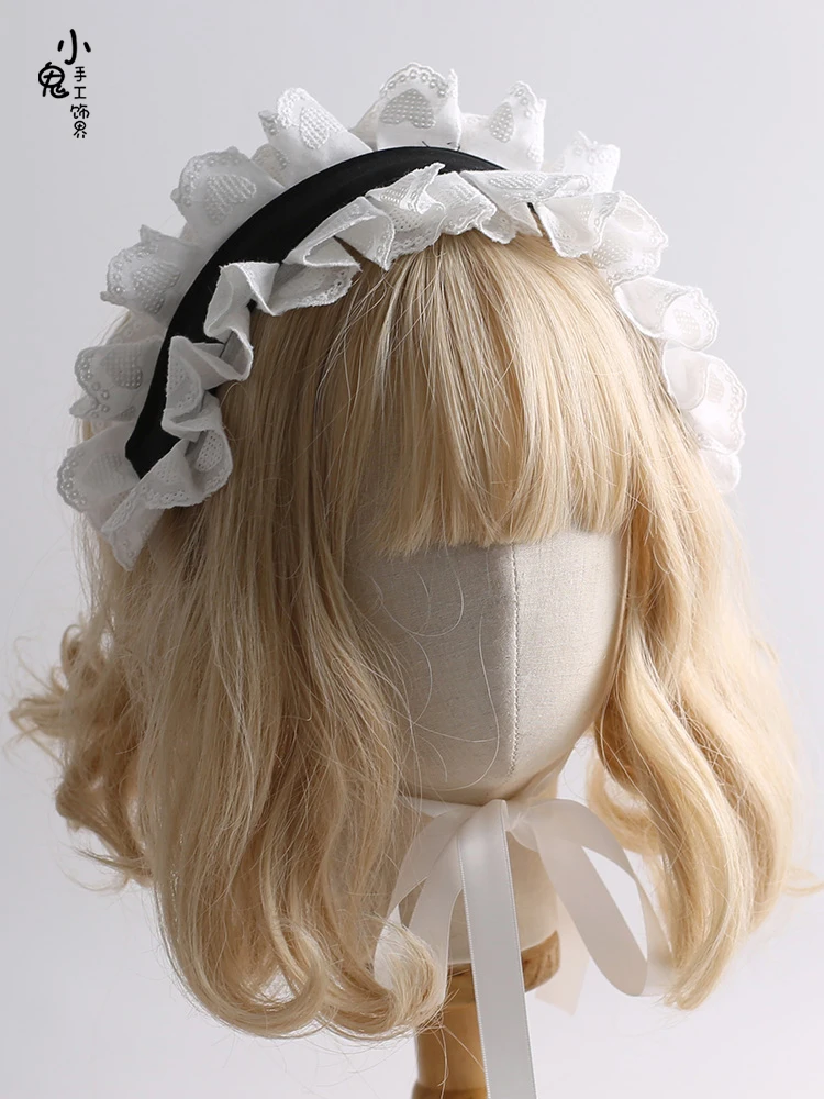 Japanese doll Maid headdress Sweet cute headband Soft girl  lo Girl hair accessories