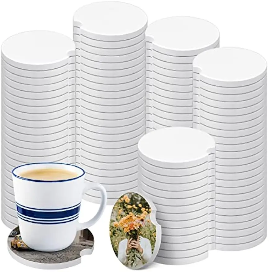 

Керамические вставки для автомобильных подстаканников, 100 шт. впитывающие сублимационные заготовки с насечкой на палец для легкого удаления