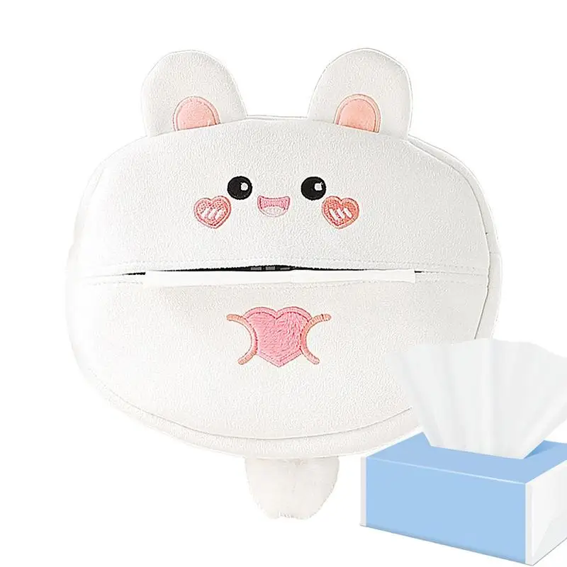 Cute Tissue Holder Rabbit Tissue Covers Car Tissue Holder Cartoon Napkin Box Covers Paper Storage Soft Napkin Holder For Cars