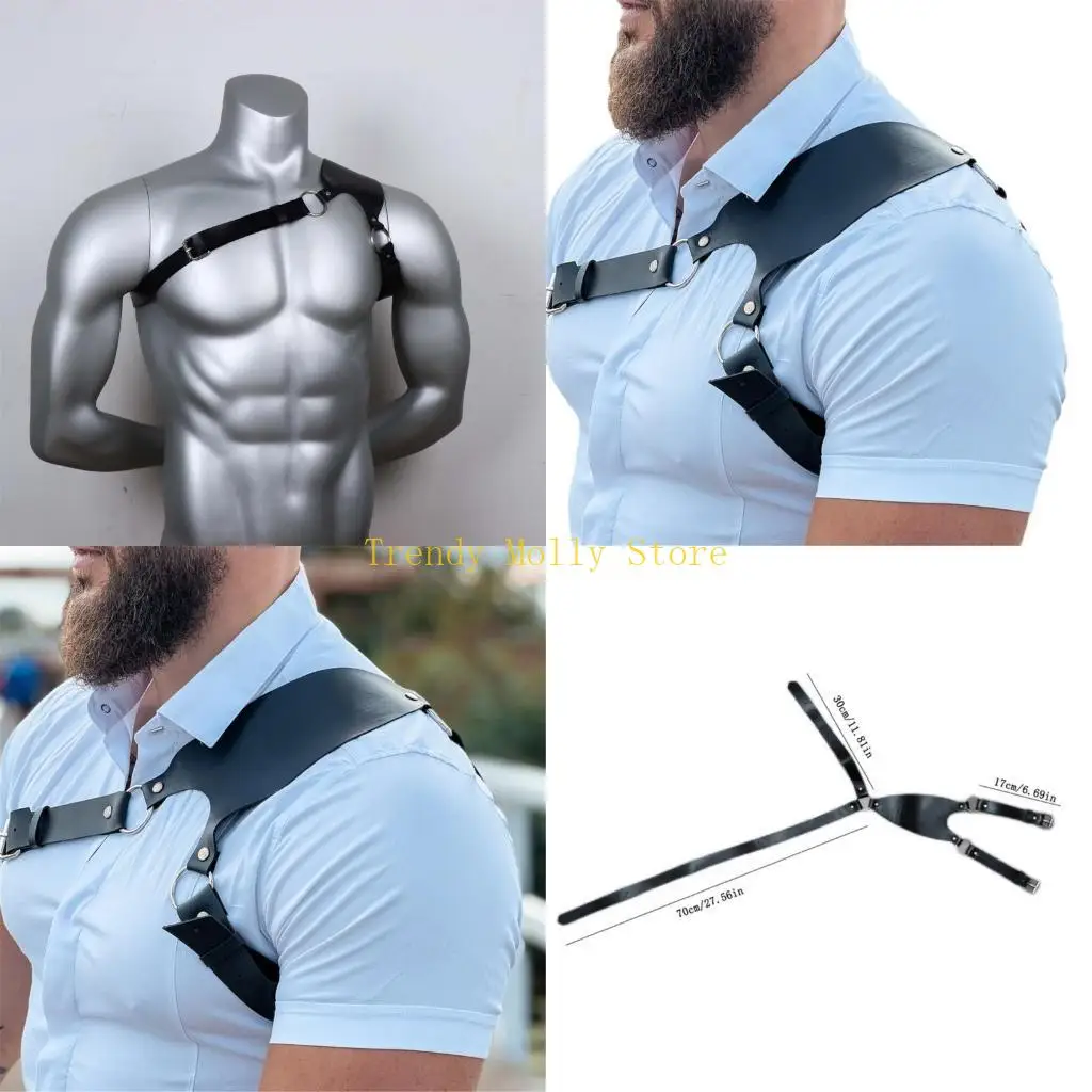 N5kb Mens Body Chest Harness Belty Punk Punk Gothic Pu Leather Leather Counter Cate Belt Barty Cosplay Clubwear Club