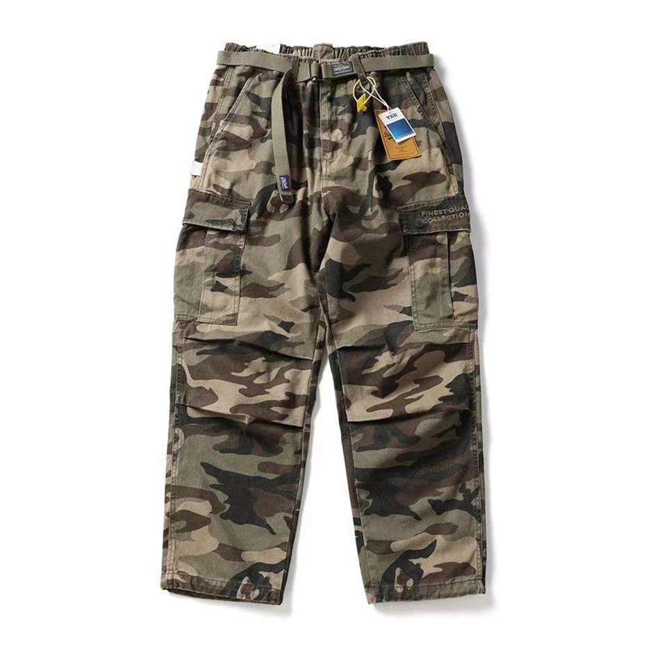 Men Camouflage Joggers Pants Cotton Casual Cargo Pant Men Streetwear Wide Leg Function Paratrooper Pants Cityboy Baggy Trouser