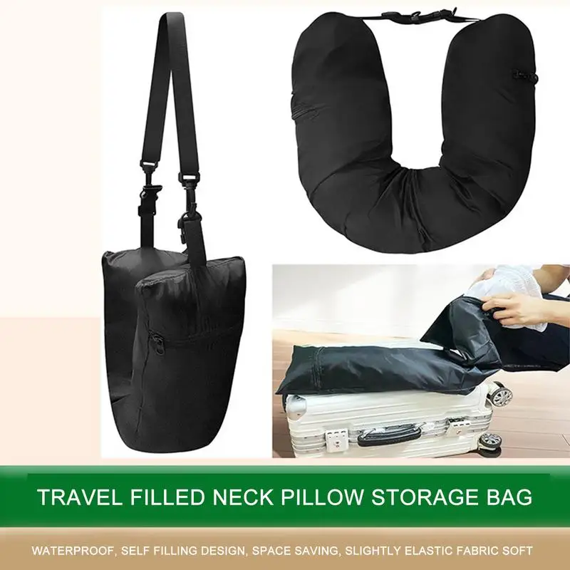 Füllbares Nacken kissen Reise kissen bezug Organizer Tasche Reisetasche Flugzeug kissen Reise Nacken kissen selbst füllendes Kopfstützen kissen