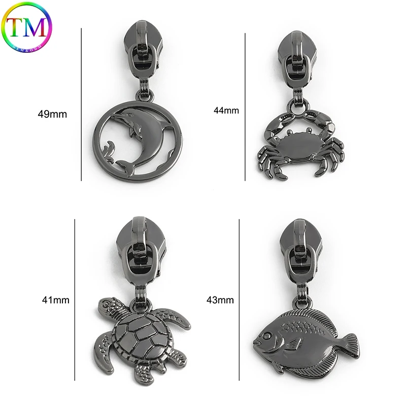 Marine Animal Zipper Repair Kit #5 Nylon Sliders 10/50pcs for Bag Backpack Luggage Zip Replacement Pull DIY Accessories