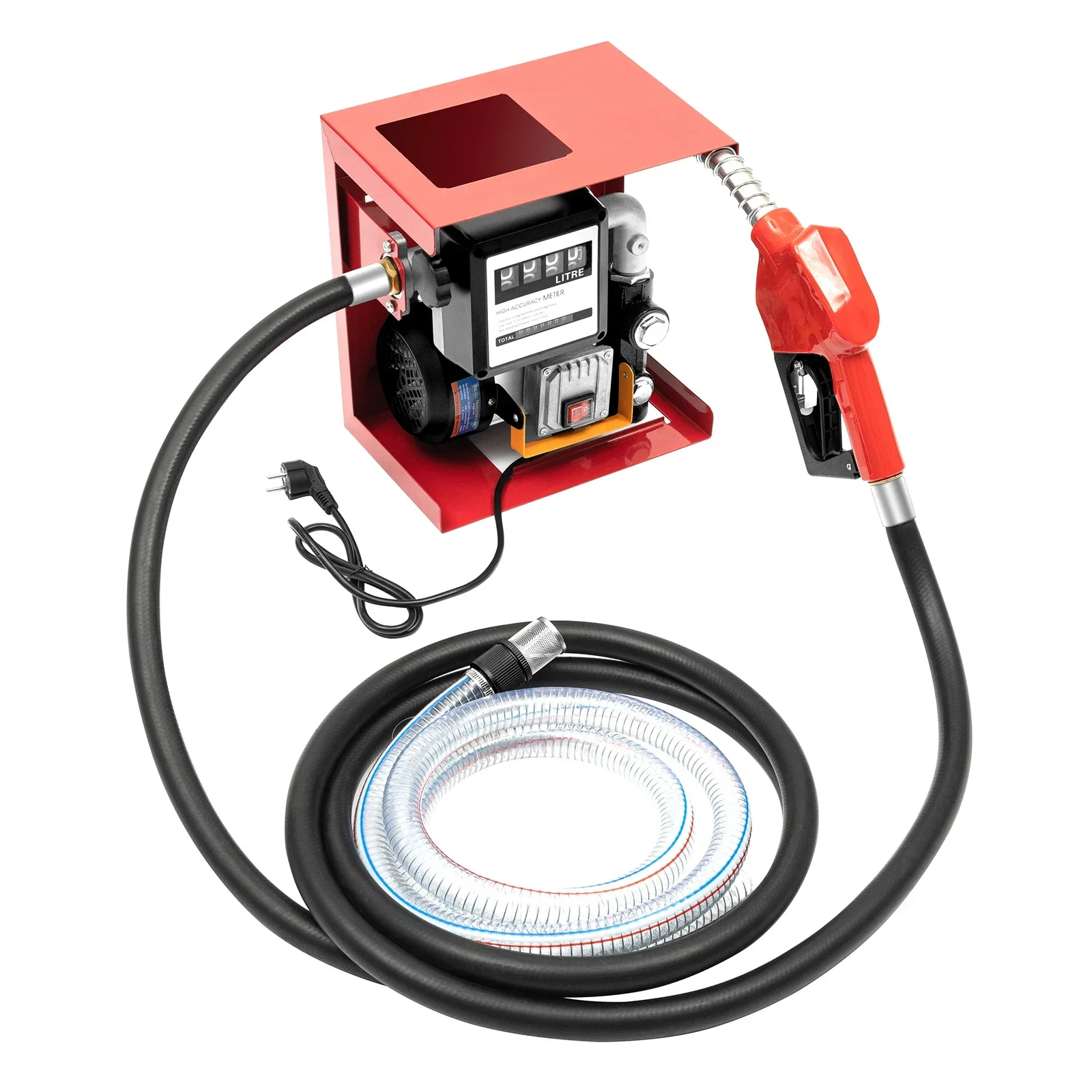 Diesel Pump 230V with Automatic Fuel Gun/Counter/4m Hose Self-priming Oil Pump 60 L/min Premium Fuel Pump