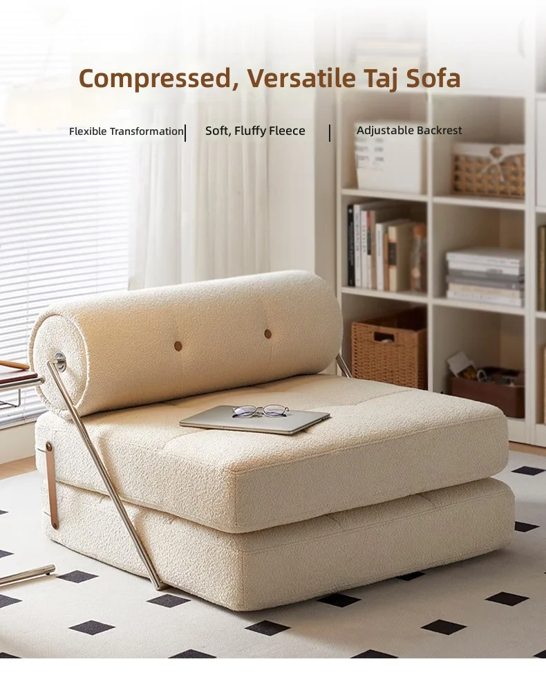 Vacuum-Compressed Foldable Tatami Sofa Bed, 2-in-1 Office Nap Mat with High-Rebound Sponge, Space-Saving Roll-Up Design
