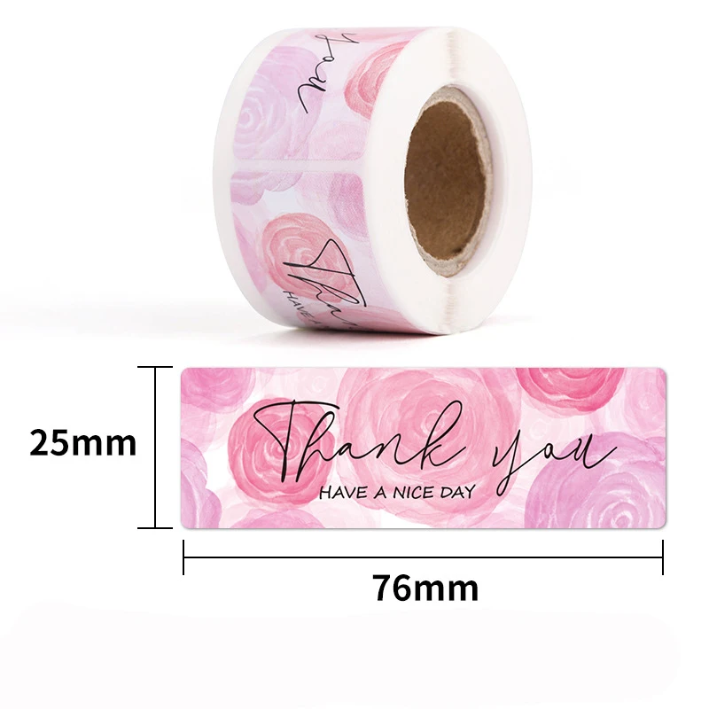 120pcs/roll Pink Thank You Stickers Seal Labels For Packing Box Handmade Bakery Store Decoration SUpplies  Wedding Party Decor