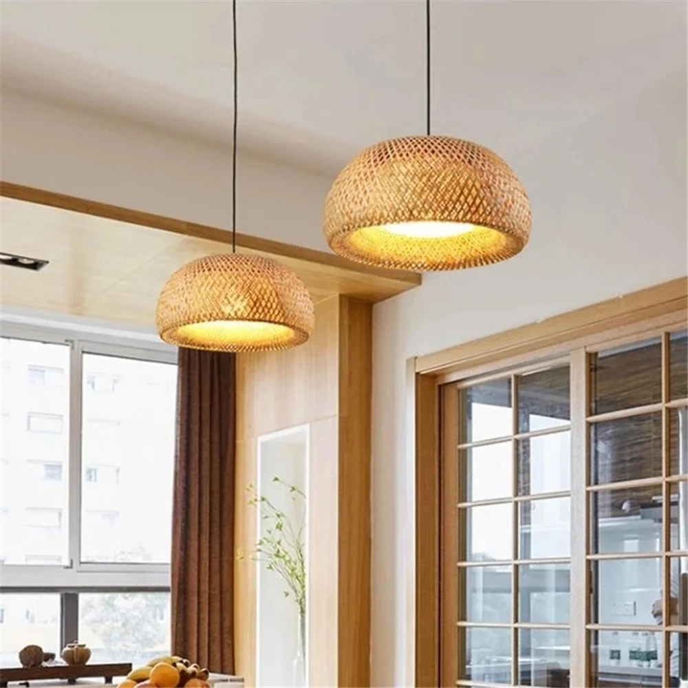 

New Chinese style retro handmade rattan weaving theme restaurant corridor homestay pendant lighting fixtures