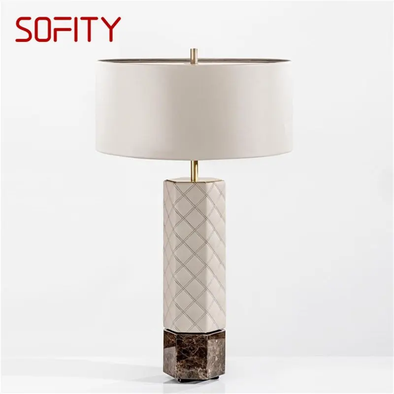 

SOFITY Postmodern Table Lamp Fashion LED Desk Light Leather Simple for Home Bedroom Living Room Decor