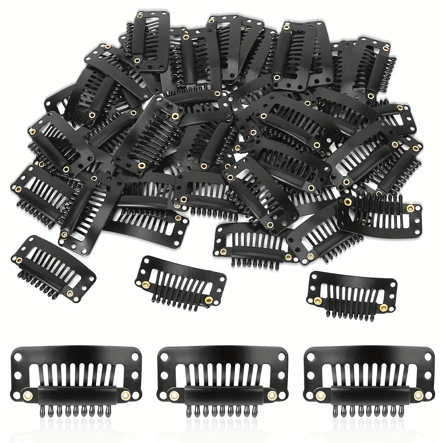 

10-100Pieces Hair Extension Clips Wig Tools 9 Teeth Wig Clips Seamless Human Hair Extension Clips Hair Extension Clips For Bangs