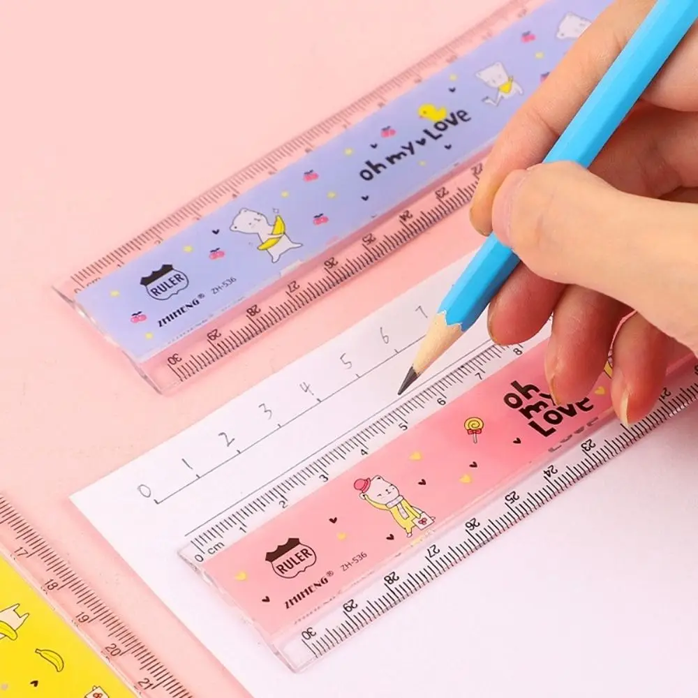 Cartoon School Supplies Transparent Student Acrylic Multi-function Creative Stationery Folding Ruler Drawing Tools