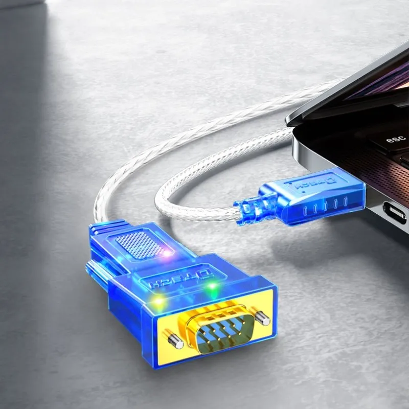 DTECH – adaptateur de Port série USB vers RS232 DB9, câble de données avec voyant lumineux pour programmation PLC, 2m de longueur, 300bps ~ 460800bps