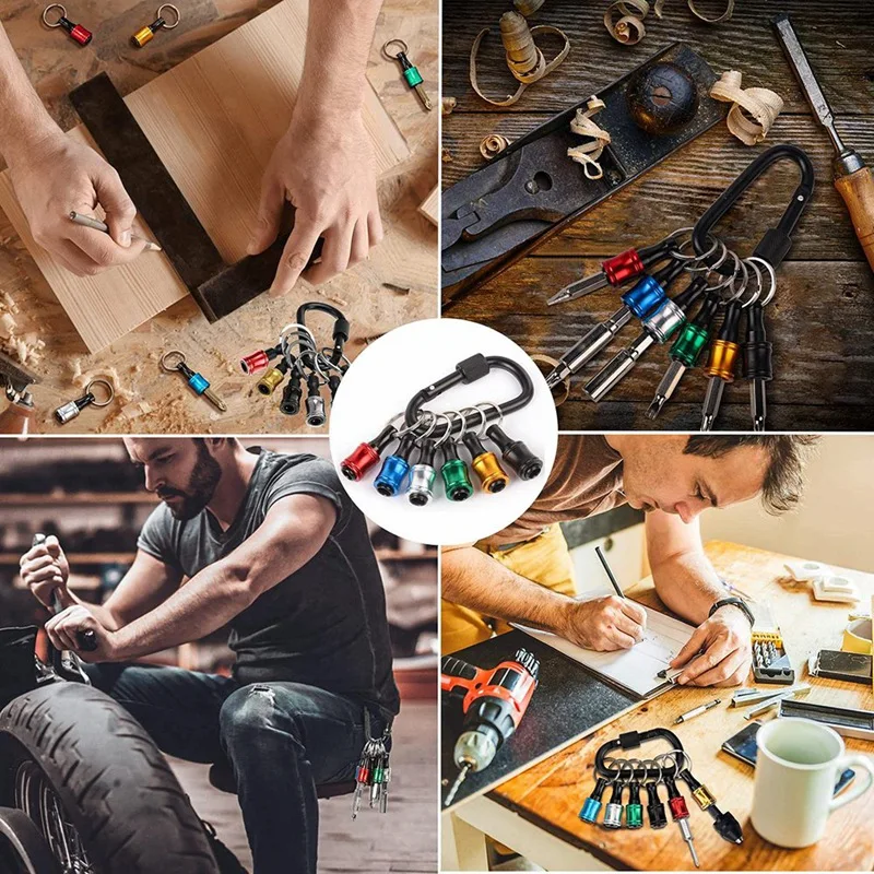 6Piece Upgrade Bit Holder 1/4Inch Hex Aluminum Alloy For Power Drill Bit Extensions