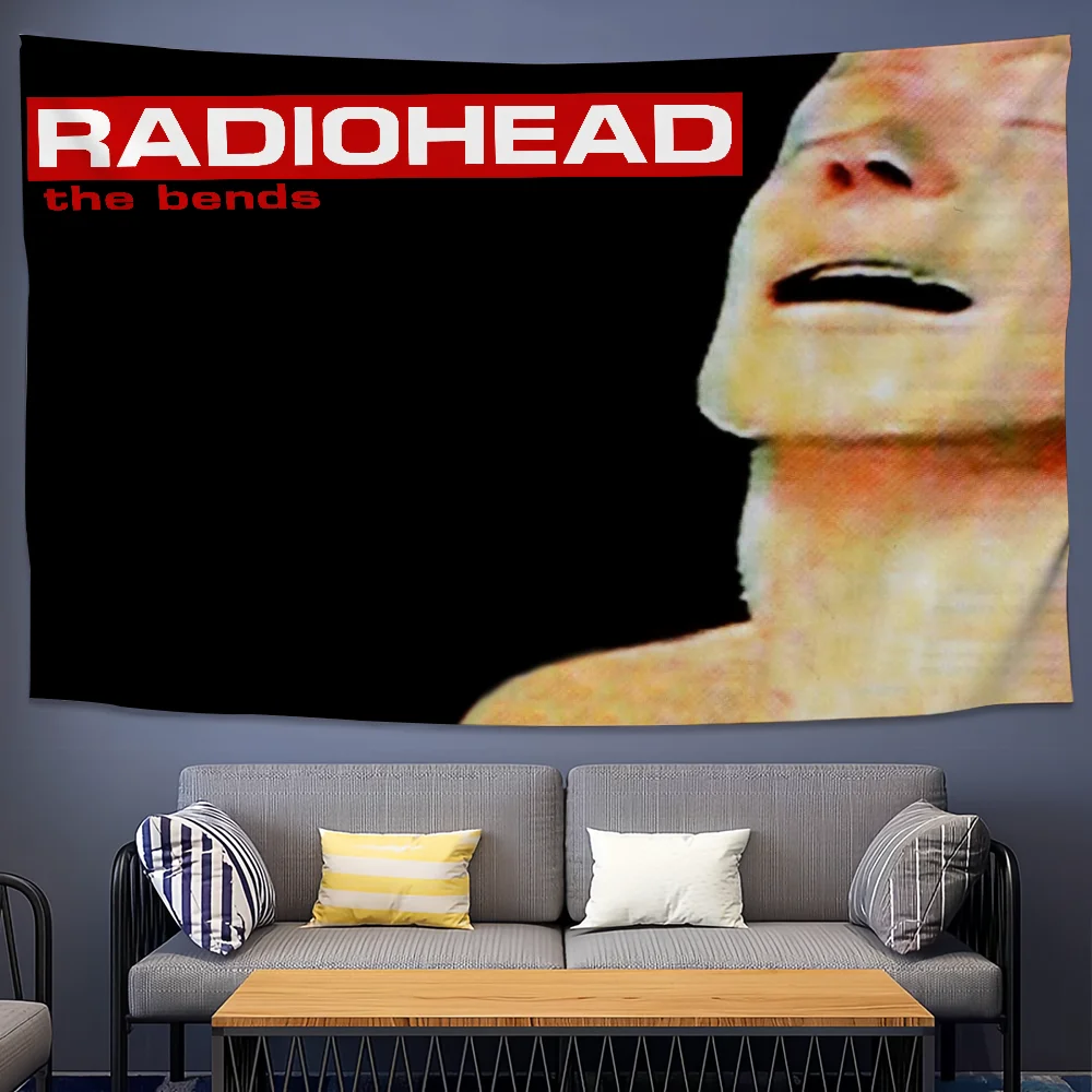 Cool Radiohead Band Tapestry Background Hanging Cloth Bedroom Tapestry Room Decor Aesthetic Tapestry Wall Hanging