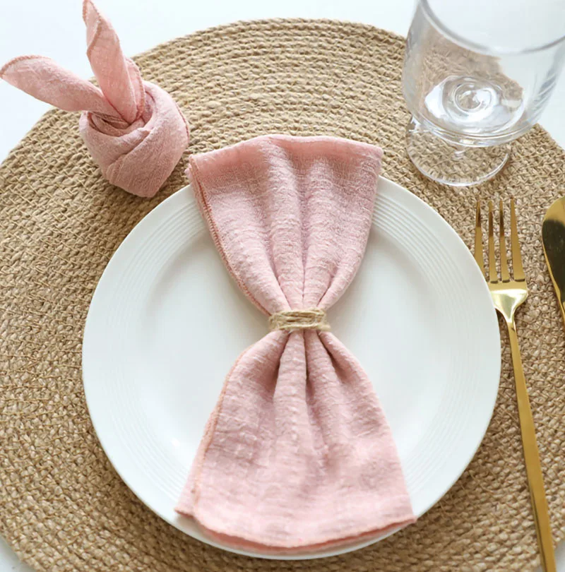 10Pcs 30x30cm Cotton Cloth Napkins Gauze Fabric Napkins Pink for Wedding Decor Dinner Tea Towel Table Village Christmas Napkins