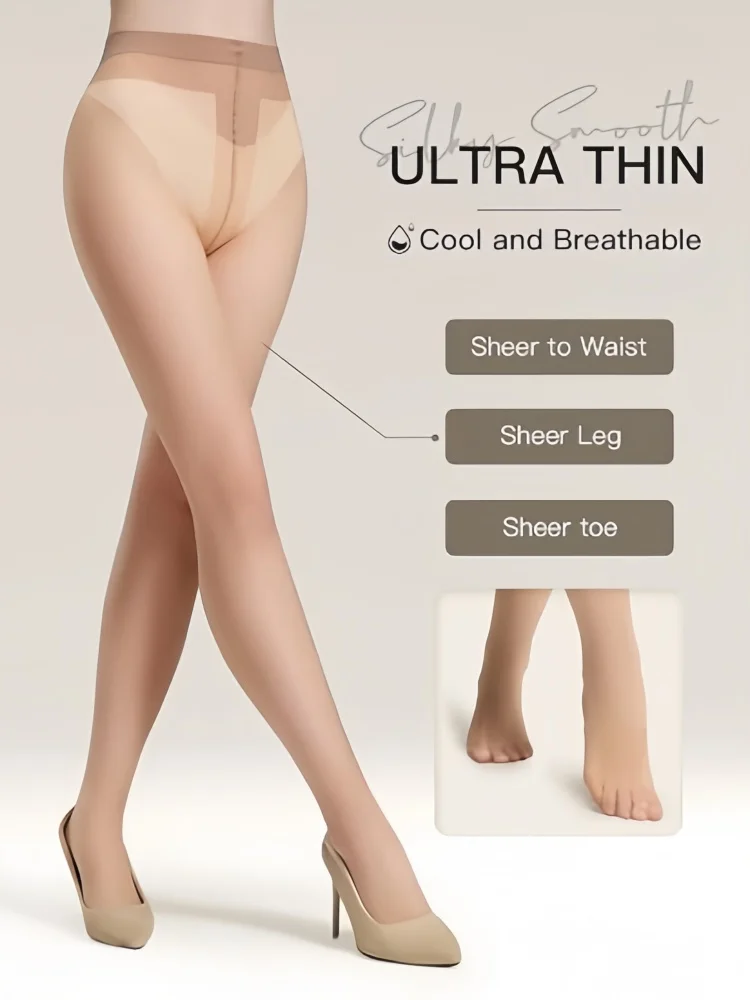 2Pairs/lot Women Pantyhose 0D Ultra Sheer Sexy Breathable Elastic Tights Slim Stockings High Waist Nature Effect Tights