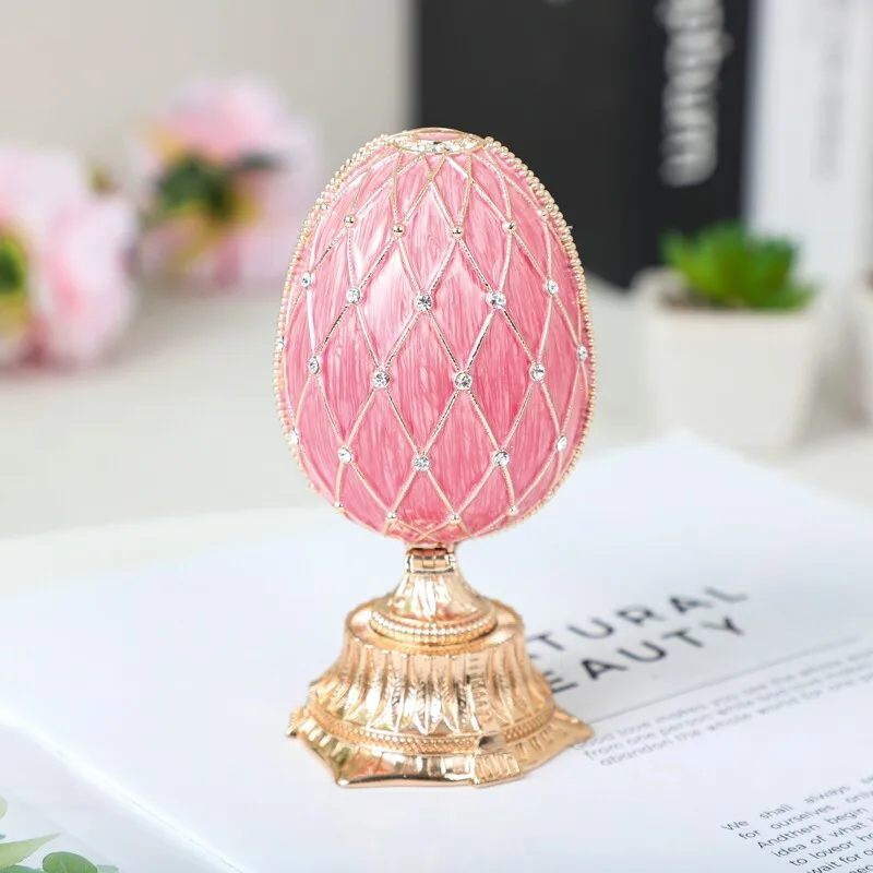 Russian Souvenir Luxury Business Gift Russian Egg Czech Diamond Clock Creative Home Decoration